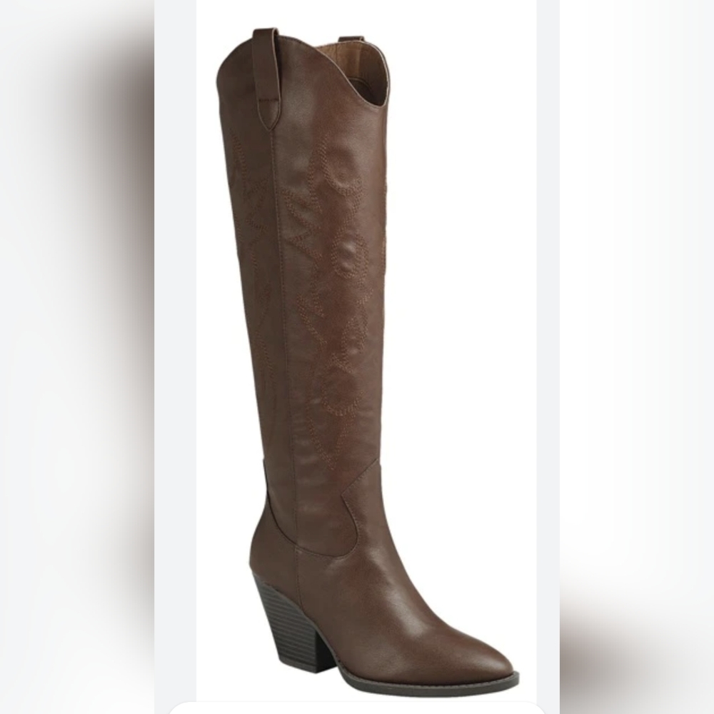 Forever Link Western Cowboy Cowgirl Boot Brown Embroidery Size 6.